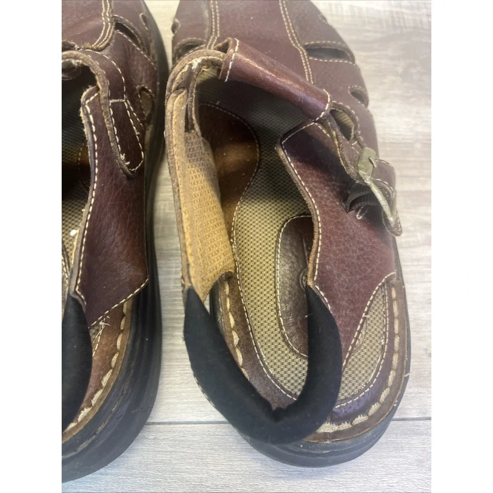 Earth Shoe Sandals Brown Leather Fisherman Sandals Strap Buckle Sz 13 Summer
